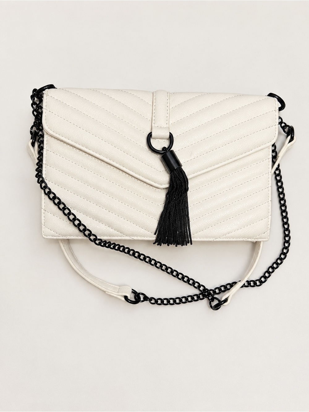 INC White with Black Chain Bag.